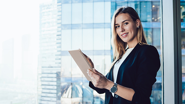 Office worker with tablet