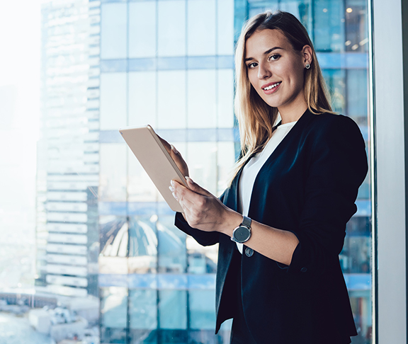 Office worker with tablet